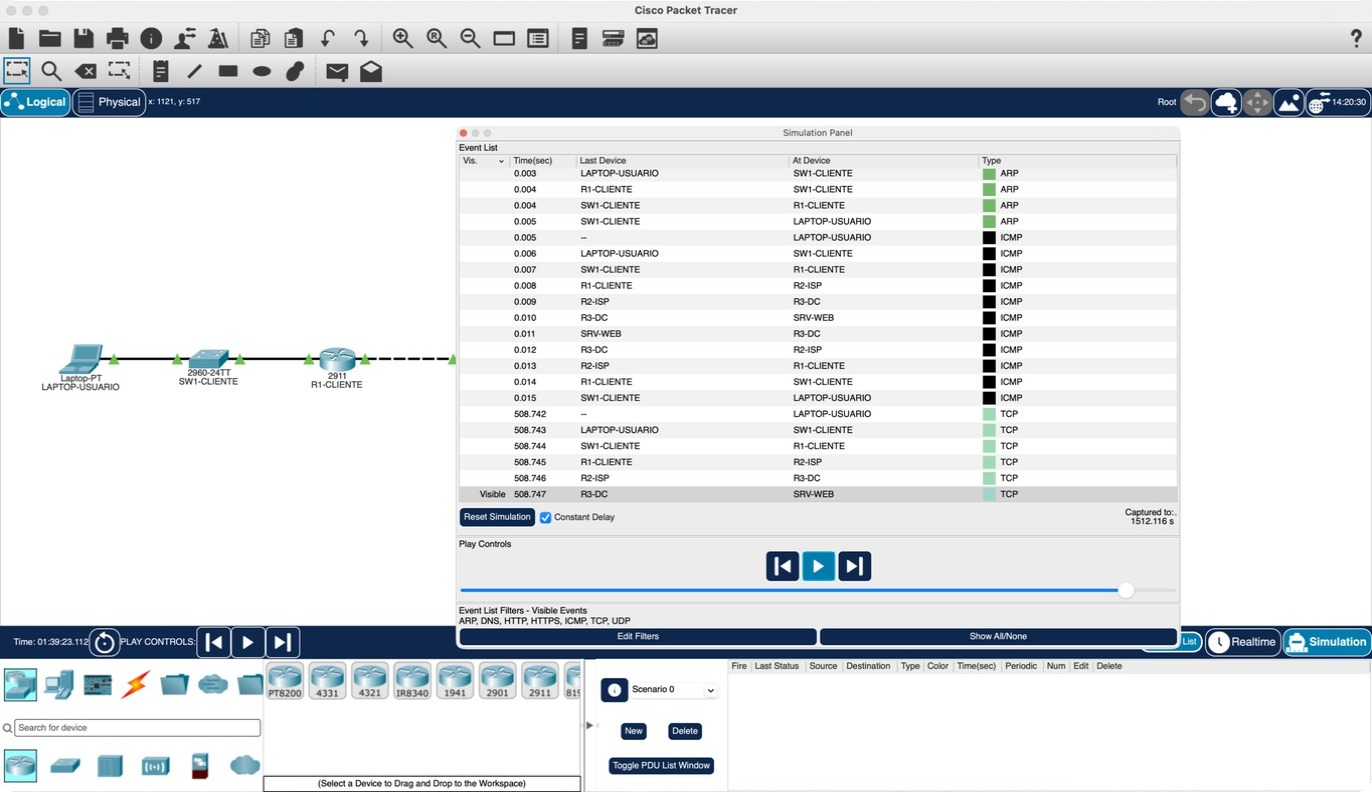 EV-11 Simulación: lista ICMP