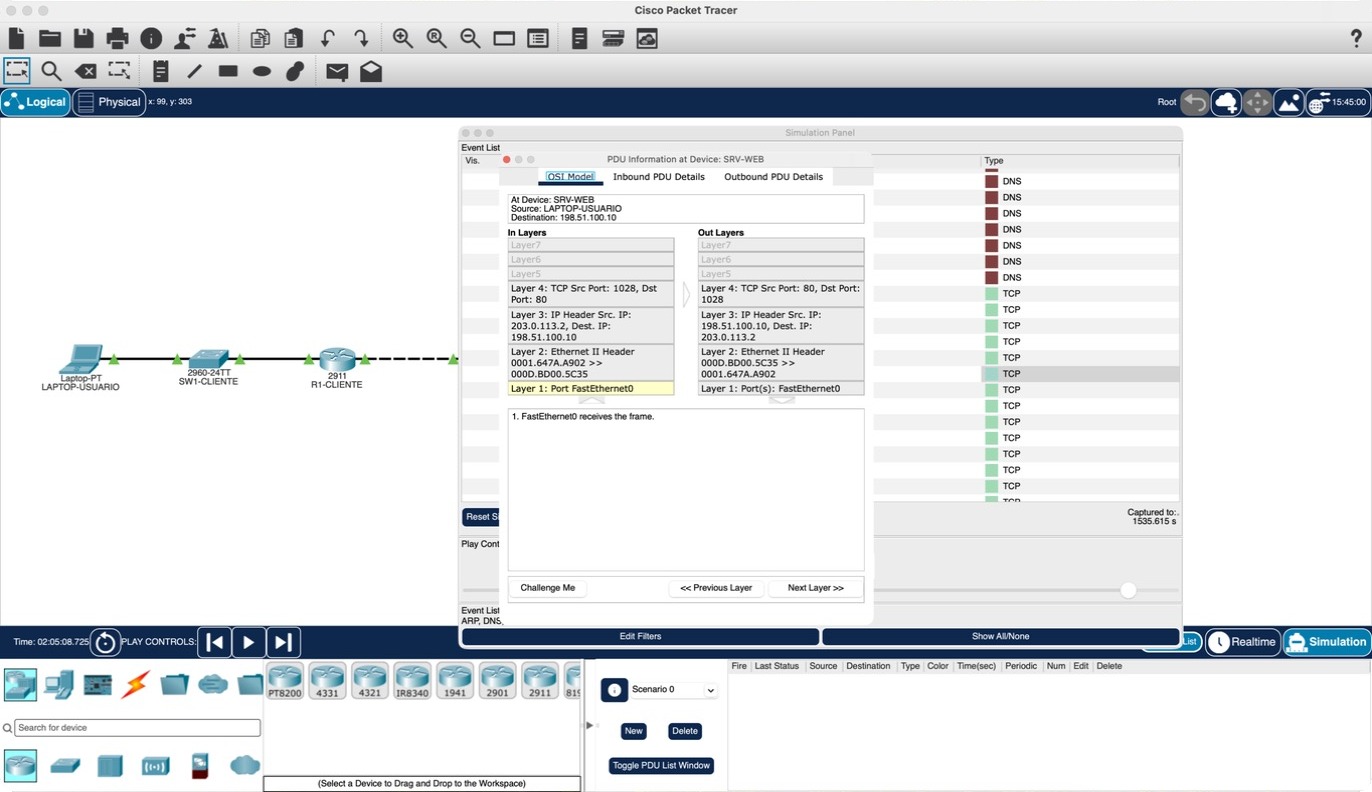 EV-18 TCP 1028 → 80 en SRV-WEB